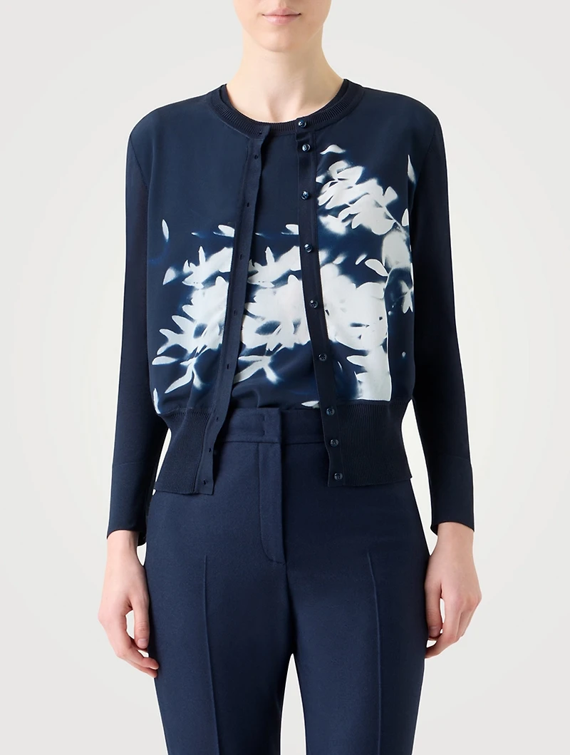 Silk Cardigan Wildflower Print