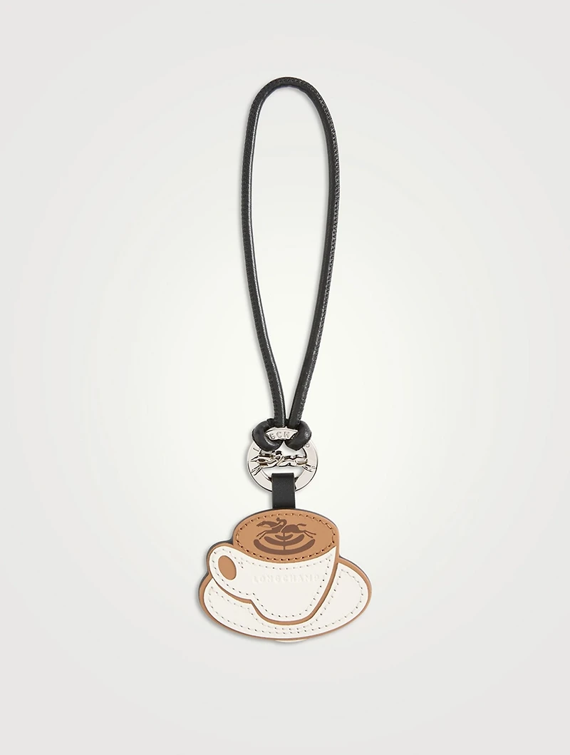Longcharm Coffee Leather Bag Charm
