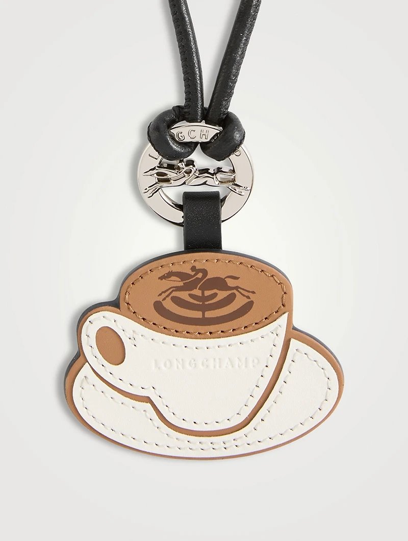 Longcharm Coffee Leather Bag Charm