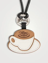Longcharm Coffee Leather Bag Charm