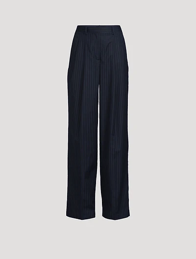 Linear Cotton Pleated Trousers