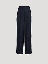 Linear Cotton Pleated Trousers