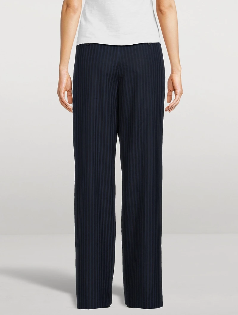 Linear Cotton Pleated Trousers