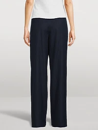 Linear Cotton Pleated Trousers