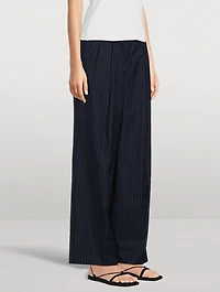Linear Cotton Pleated Trousers