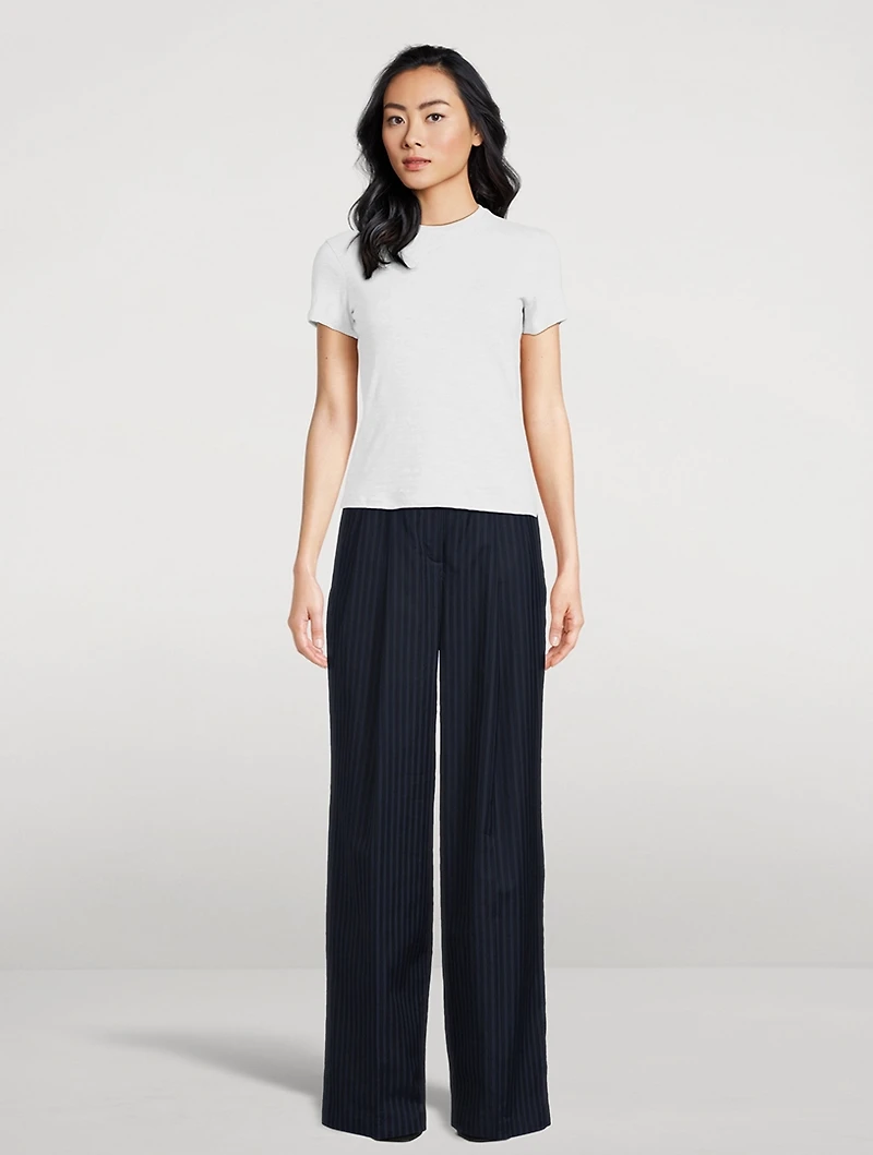 Linear Cotton Pleated Trousers