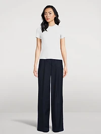 Linear Cotton Pleated Trousers