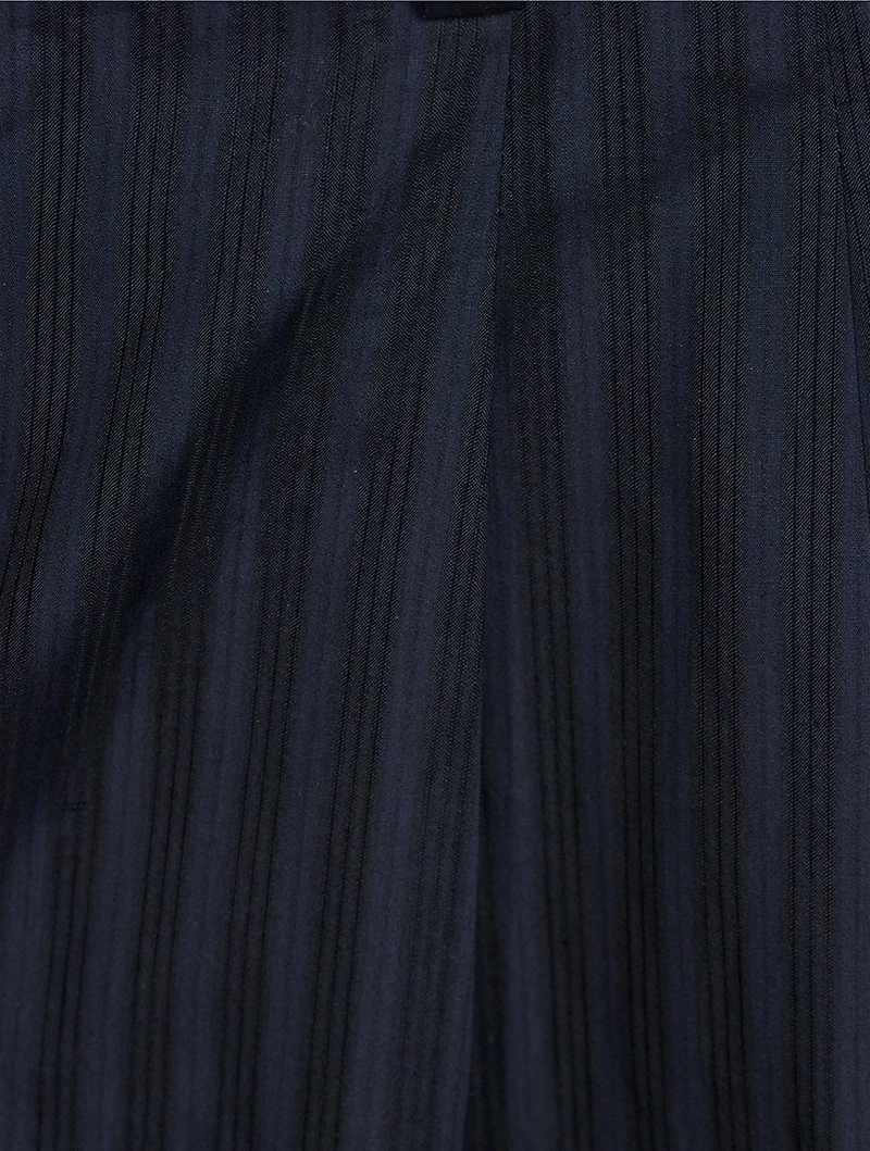 Linear Cotton Pleated Trousers