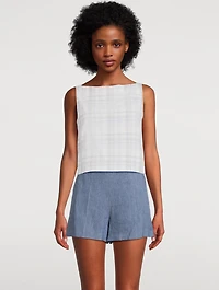 Sleeveless Top Plaid Print