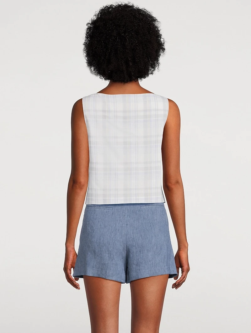 Sleeveless Top Plaid Print