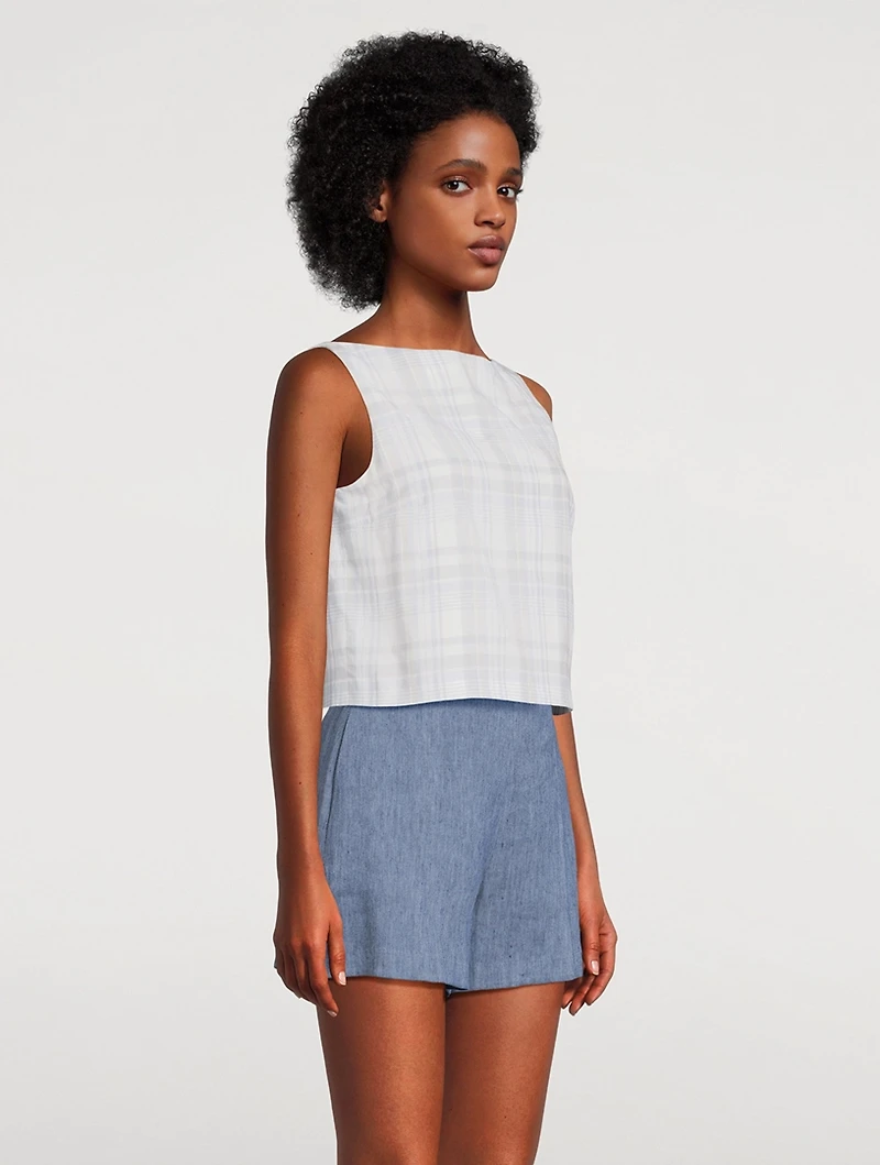 Sleeveless Top Plaid Print
