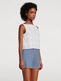 Sleeveless Top Plaid Print