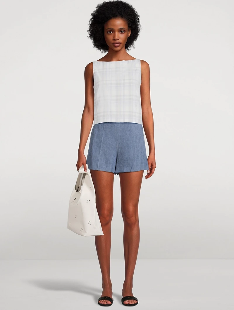 Sleeveless Top Plaid Print
