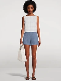 Sleeveless Top Plaid Print