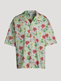 Cotton And Silk Short-Sleeve Shirt Floral Print