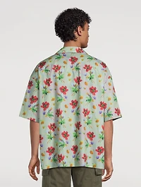 Cotton And Silk Short-Sleeve Shirt Floral Print