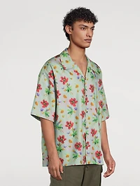 Cotton And Silk Short-Sleeve Shirt Floral Print