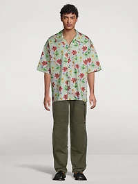 Cotton And Silk Short-Sleeve Shirt Floral Print
