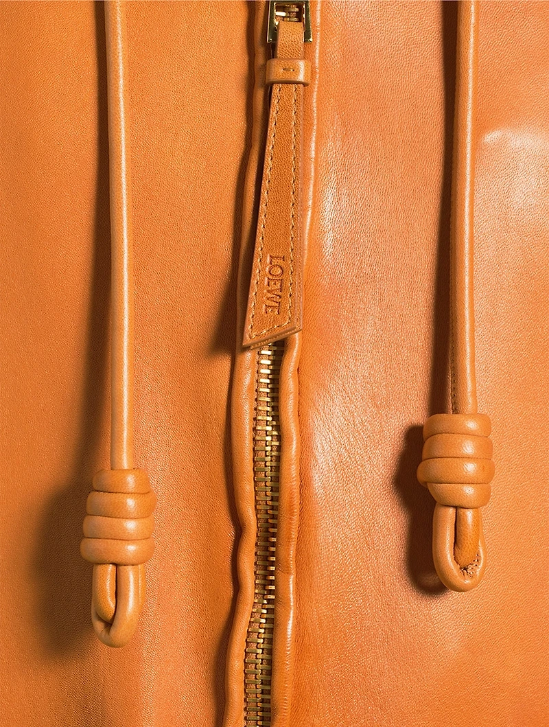 Leather Hooded Zip Jacket