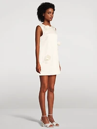 Satin Shift Dress With Floral Appliqué