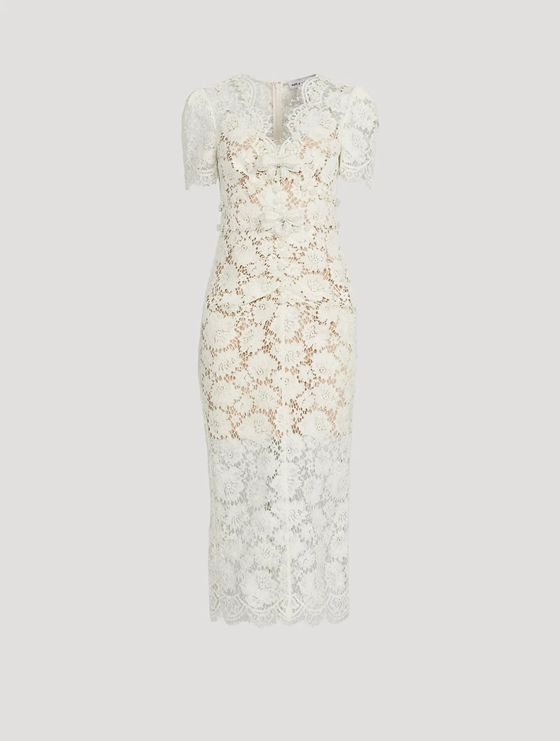 Embellished Lace Midi Dress