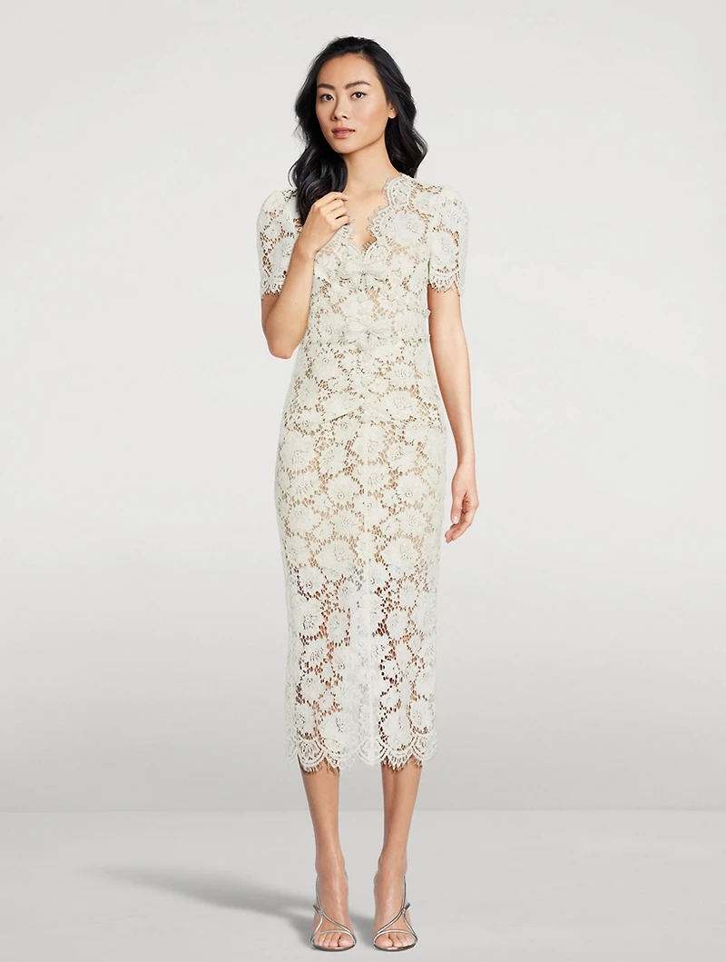 Embellished Lace Midi Dress