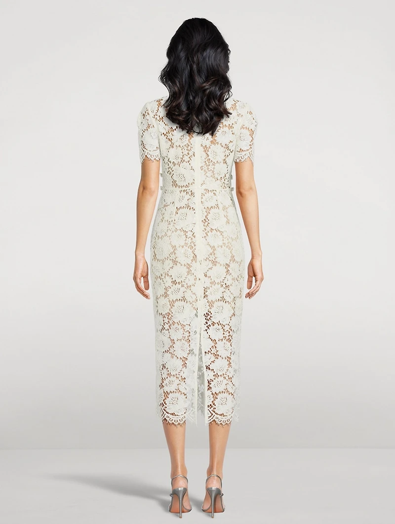Embellished Lace Midi Dress