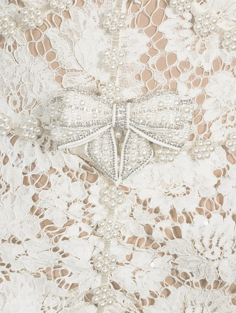Embellished Lace Midi Dress