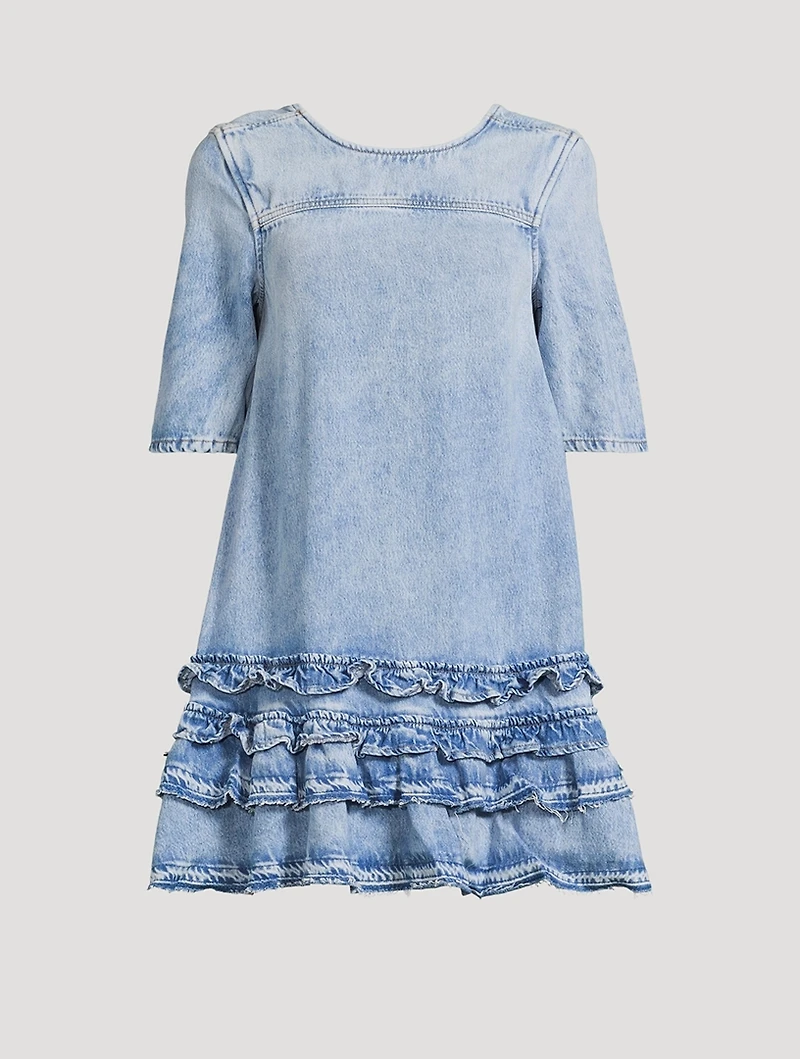 Ruffled Denim Mini Dress