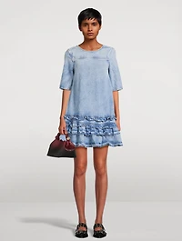 Ruffled Denim Mini Dress