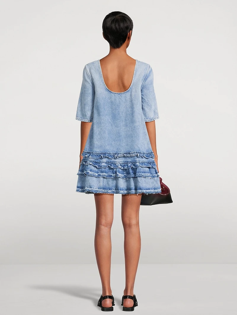 Ruffled Denim Mini Dress