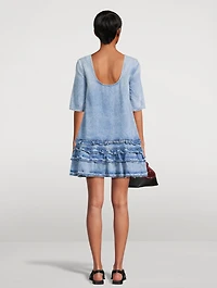 Ruffled Denim Mini Dress
