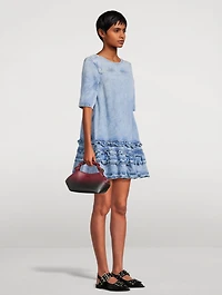 Ruffled Denim Mini Dress