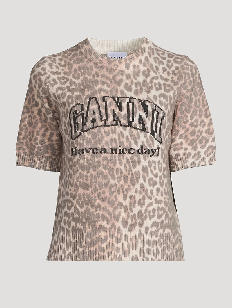 Wool-Blend T-Shirt Leopard Print