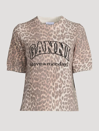 Wool-Blend T-Shirt Leopard Print