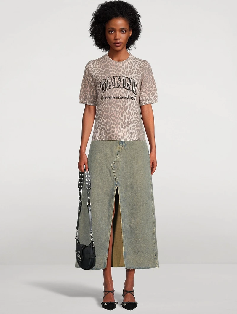 Wool-Blend T-Shirt Leopard Print