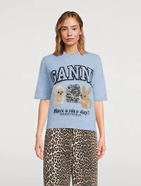 Alpaca-Blend Animals Jacquard T-Shirt