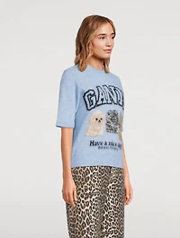 Alpaca-Blend Animals Jacquard T-Shirt