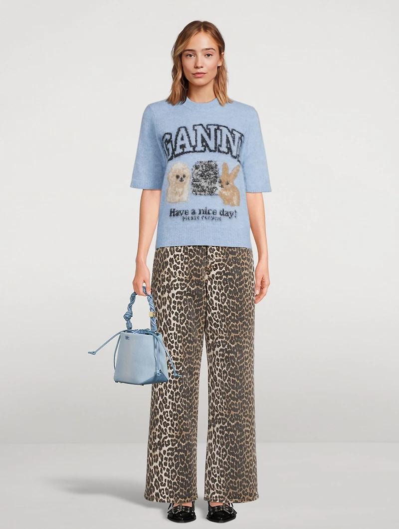 Alpaca-Blend Animals Jacquard T-Shirt