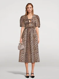 Tie-Front Midi Dress Leopard Print