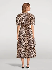 Tie-Front Midi Dress Leopard Print