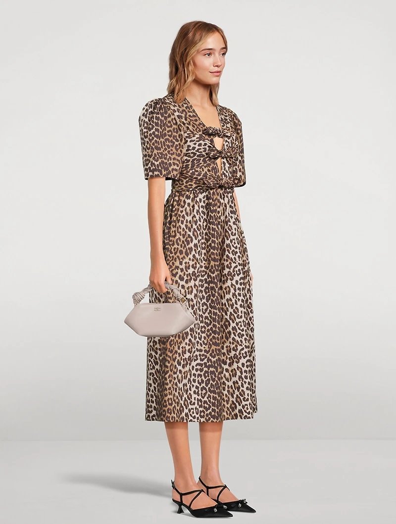 Tie-Front Midi Dress Leopard Print