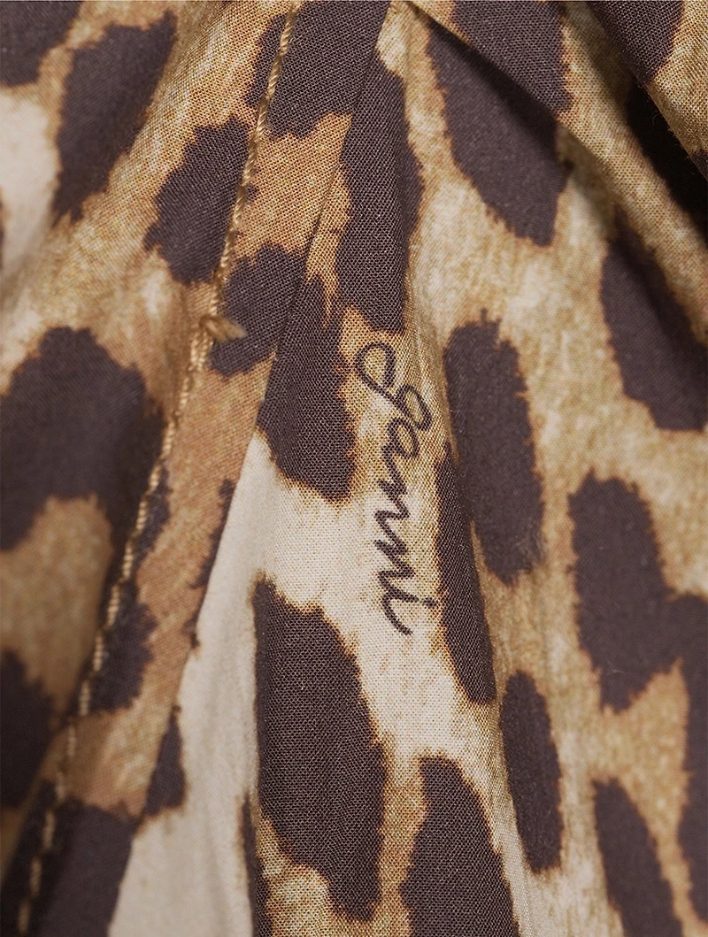 Tie-Front Midi Dress Leopard Print