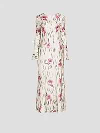 Satin Maxi Dress Floral Print