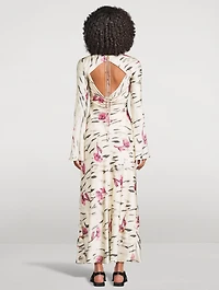 Satin Maxi Dress Floral Print