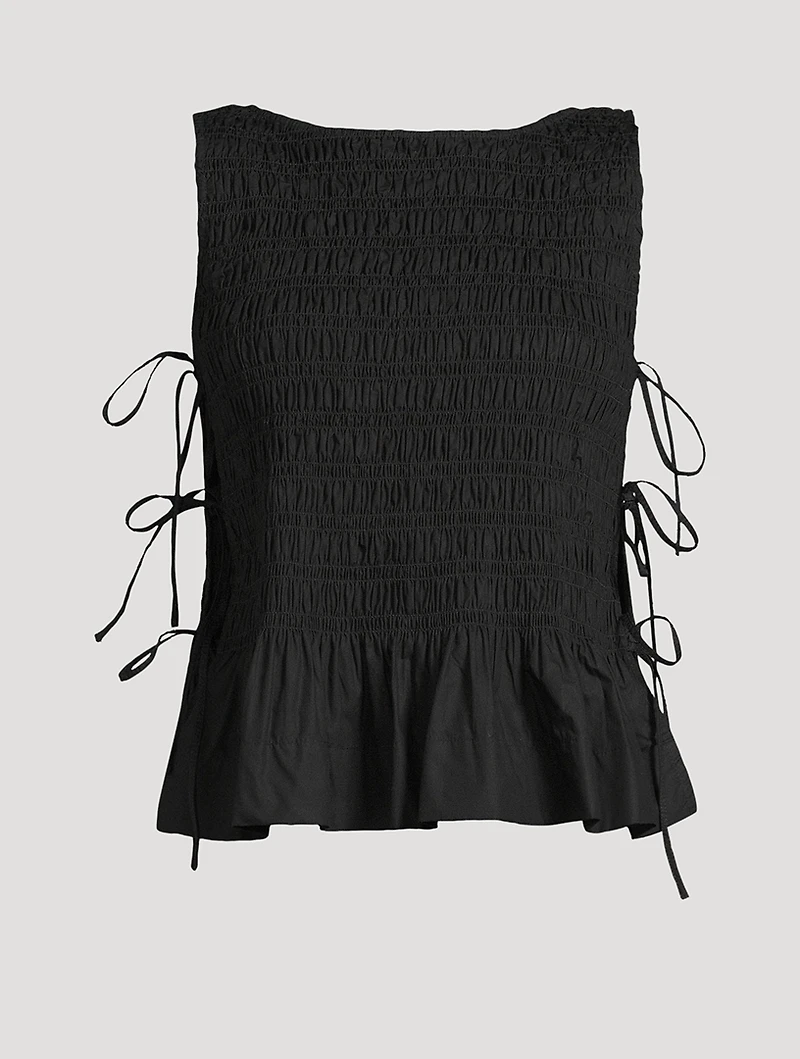Smocked Side-Tie Blouse