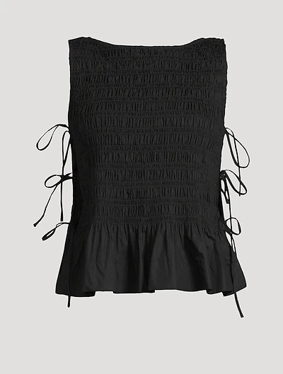 Smocked Side-Tie Blouse