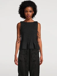 Smocked Side-Tie Blouse