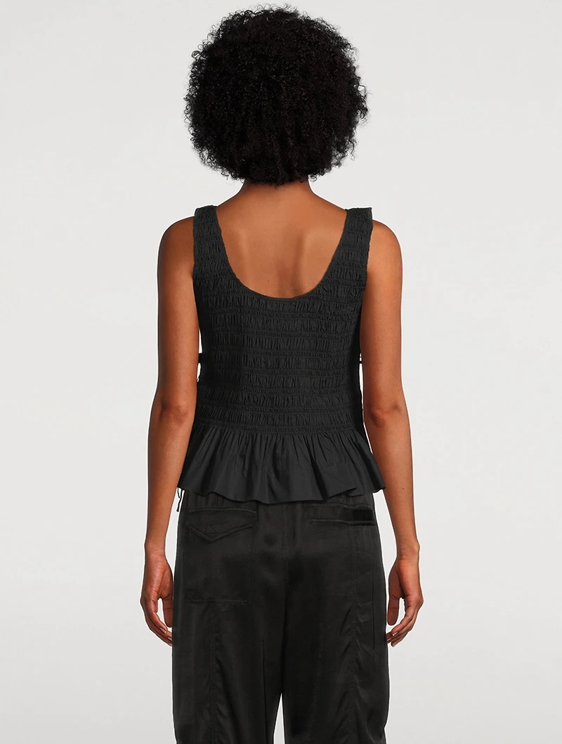 Smocked Side-Tie Blouse