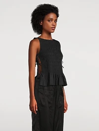 Smocked Side-Tie Blouse
